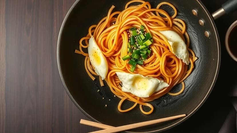 Stekta nudlar med ägg som på restaurang