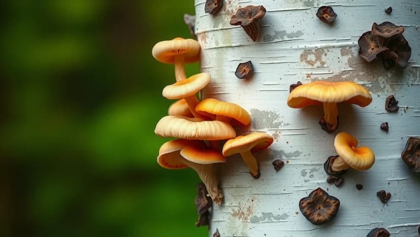 Svamp som växer på björk