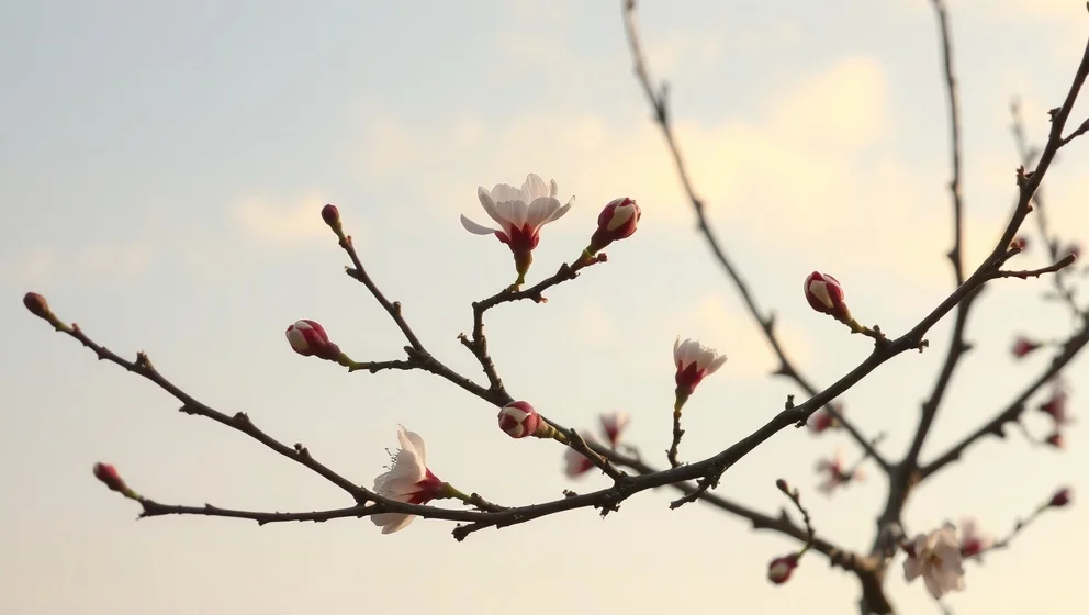 Träd som blommar på bar kvist